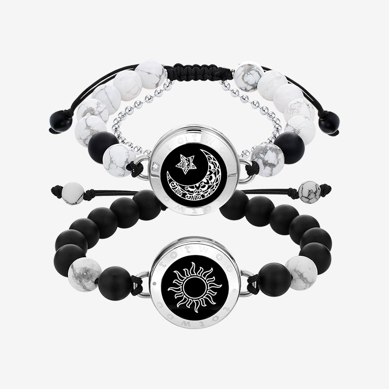 Vibrating Couple bracelets/long Distance bracelets/matching Bead Bracelets for couples/totwoo Sun&Moon Touch Bracelets with Matching Beads